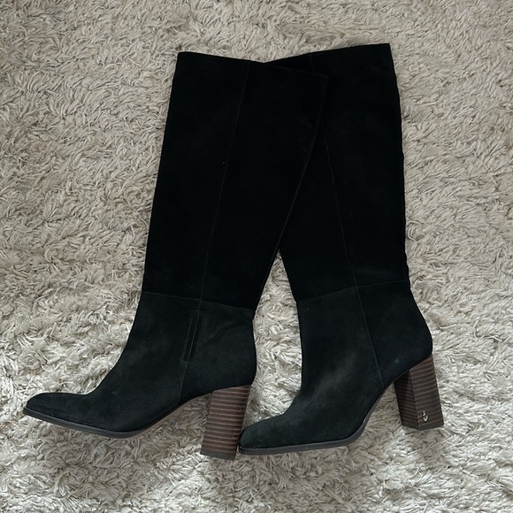 Sam Edelman Knee High Healed Black Boots Suede Size 11 - Picture 1 of 5